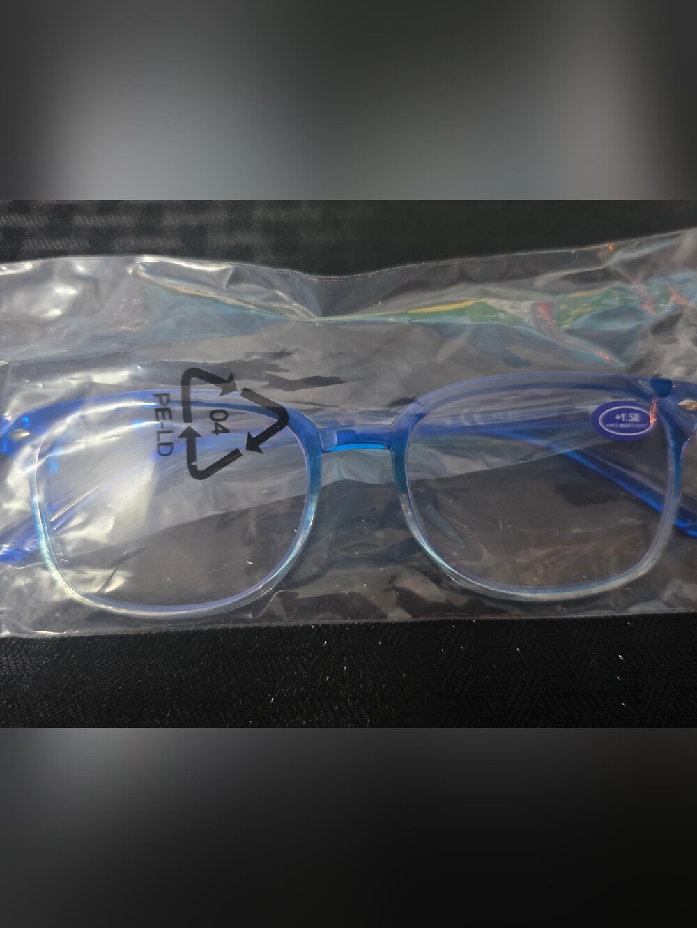 Blue Transparent Round Frame Glasses +1.50